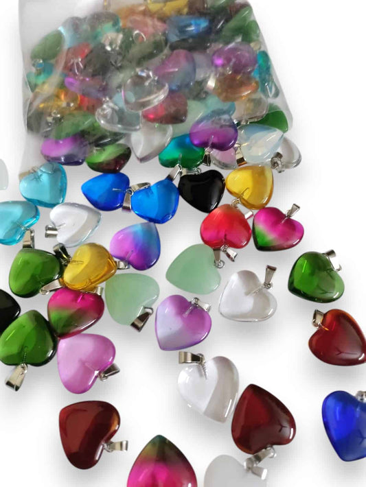 Glass heart (Random colour) 10 pieces