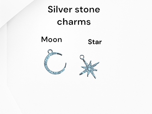 Small silver stone charms